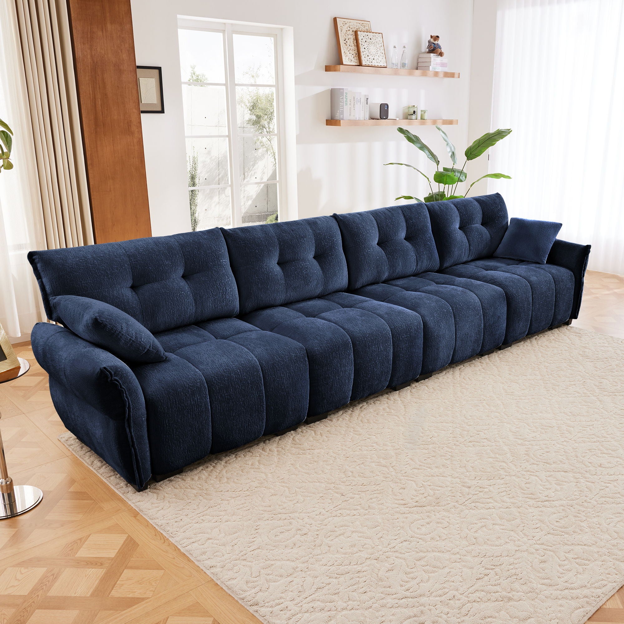 Modern Sofa &amp; Pillows, Textured Cover, High Rebound Cushions