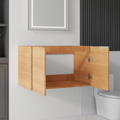 Floating Bathroom Vanity Cabinet &amp; Soft Close Double Doors, Spacious Interior Storage, Wall Mounted, Cabinet Only