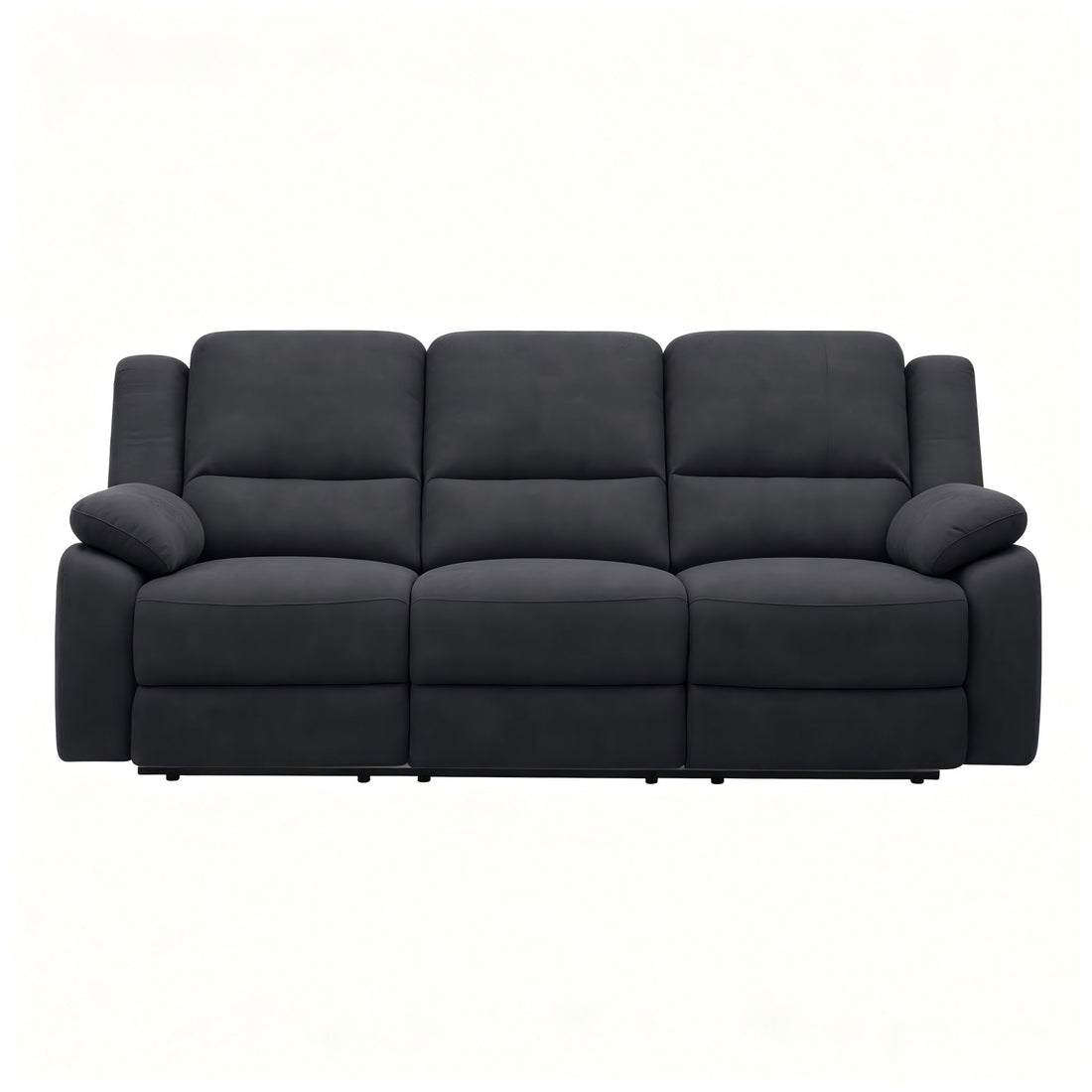 3 Seat Manual Reclining Sofa With Deep Recline - Black