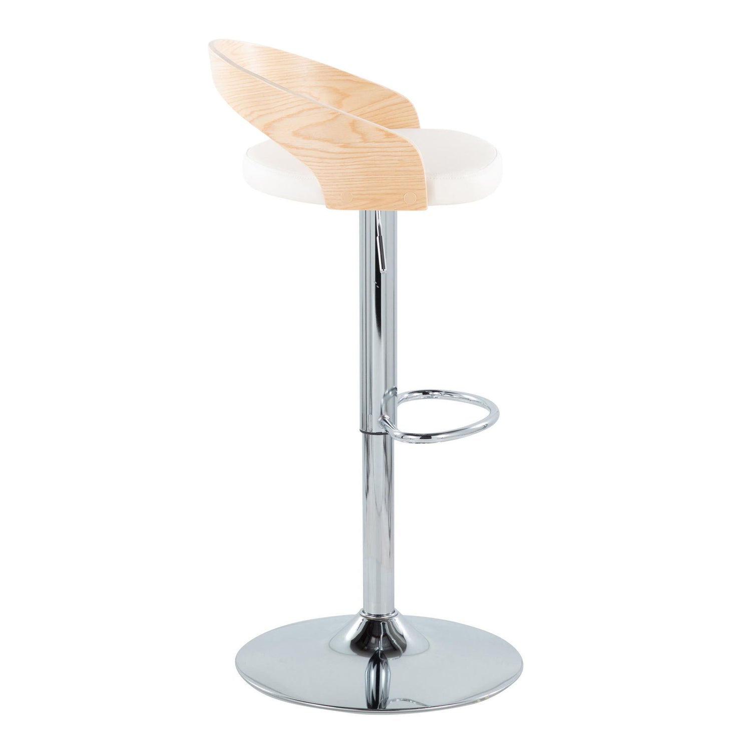 Grotto - Mid Century Modern Adjustable Height Barstool &amp; Swivel With Oval Footrest (Set of 2)
