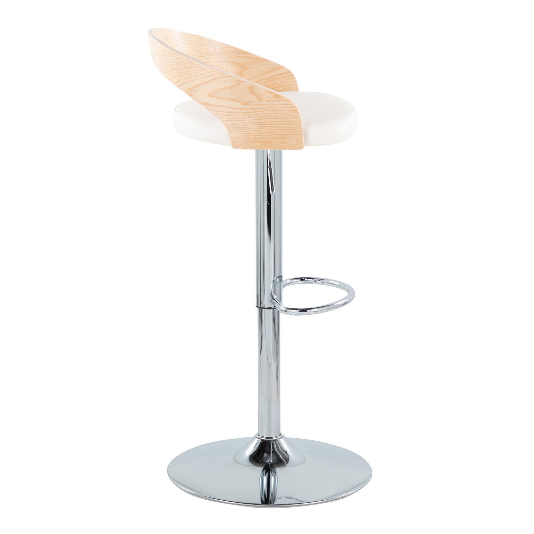 Grotto - Mid Century Modern Adjustable Height Barstool &amp; Swivel With Oval Footrest (Set of 2)