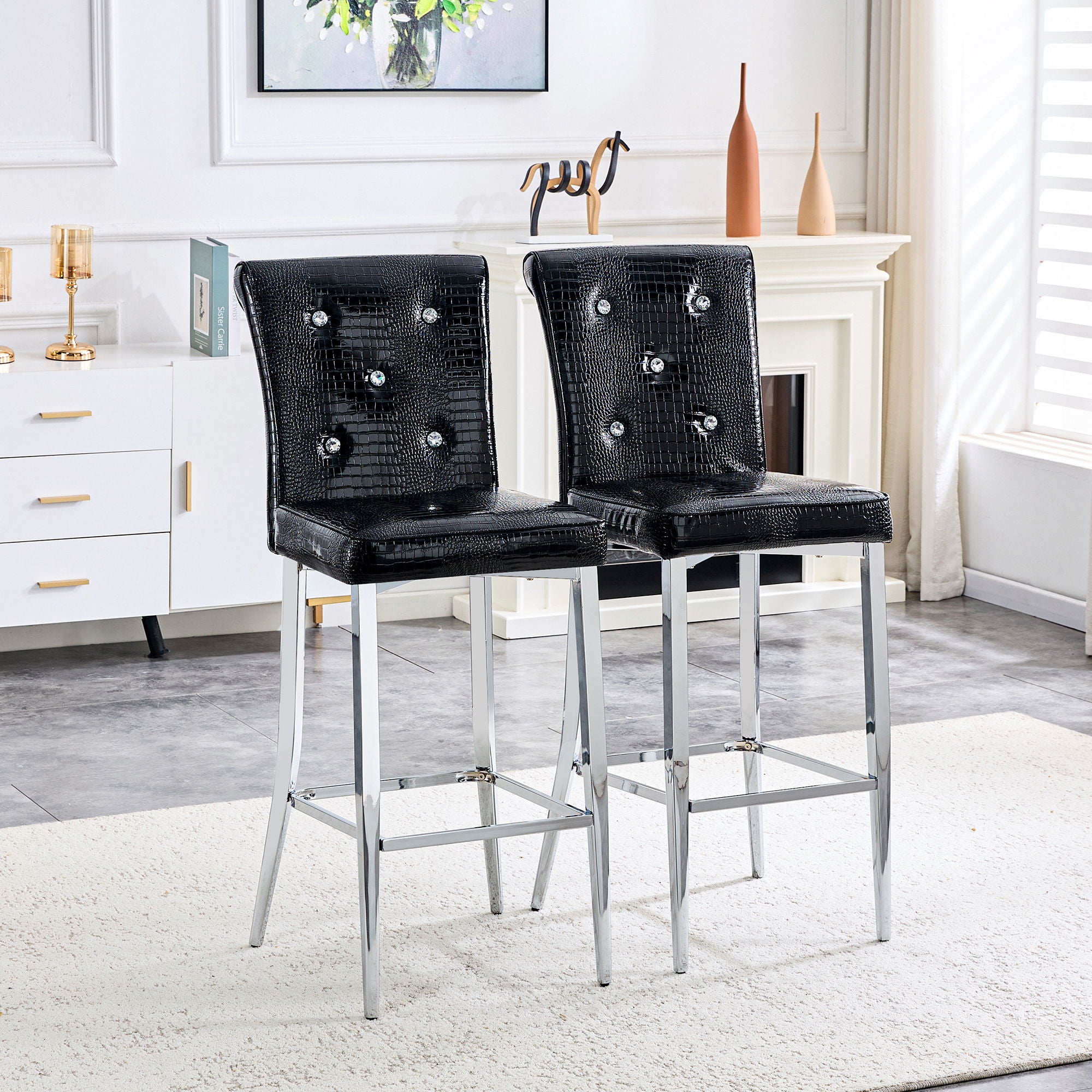 Bar Chairs &amp; Crystal Clasp Design (Set of 2)