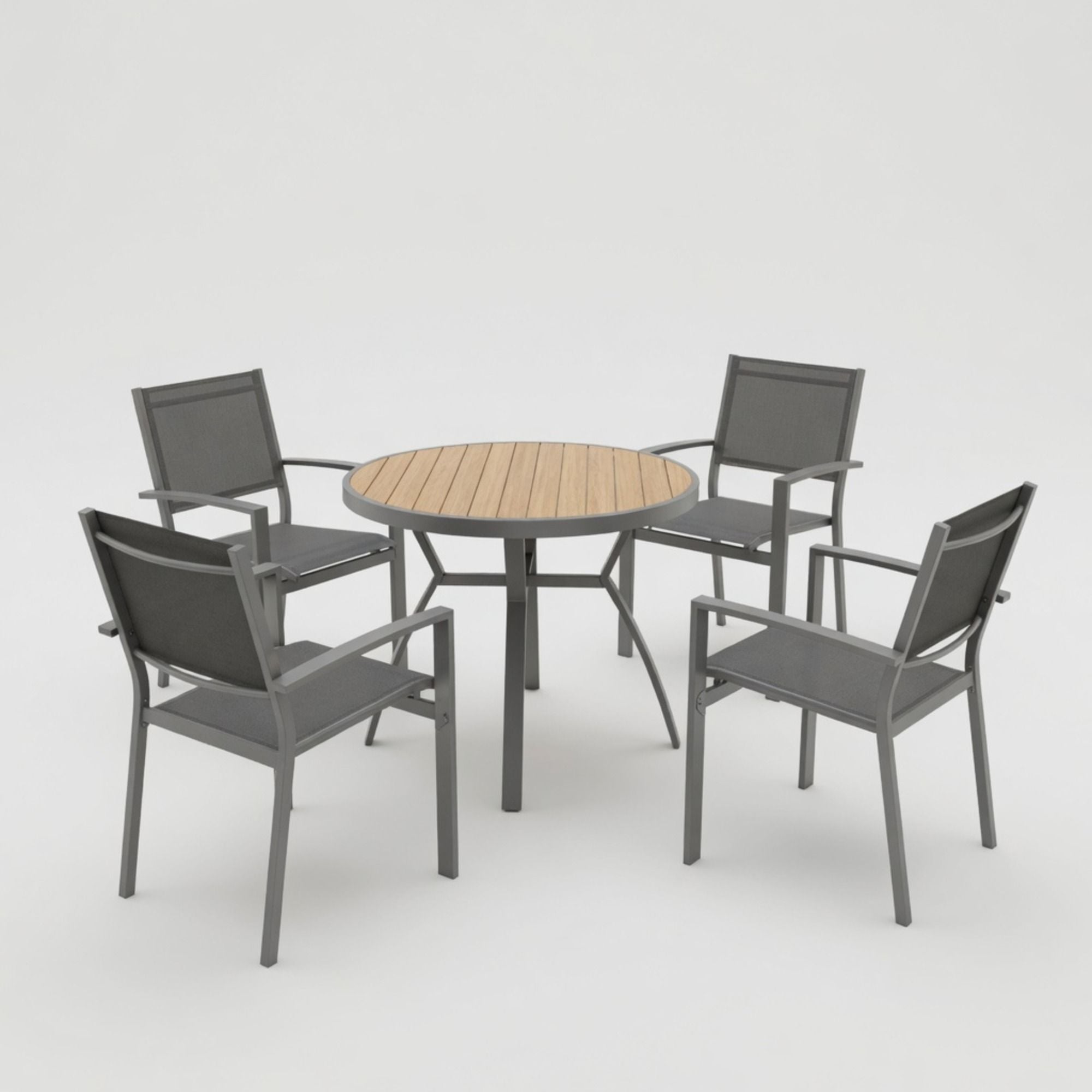 5 Piece Patio Dining Set &amp; Table And Chairs For Outdoor Use - Gray