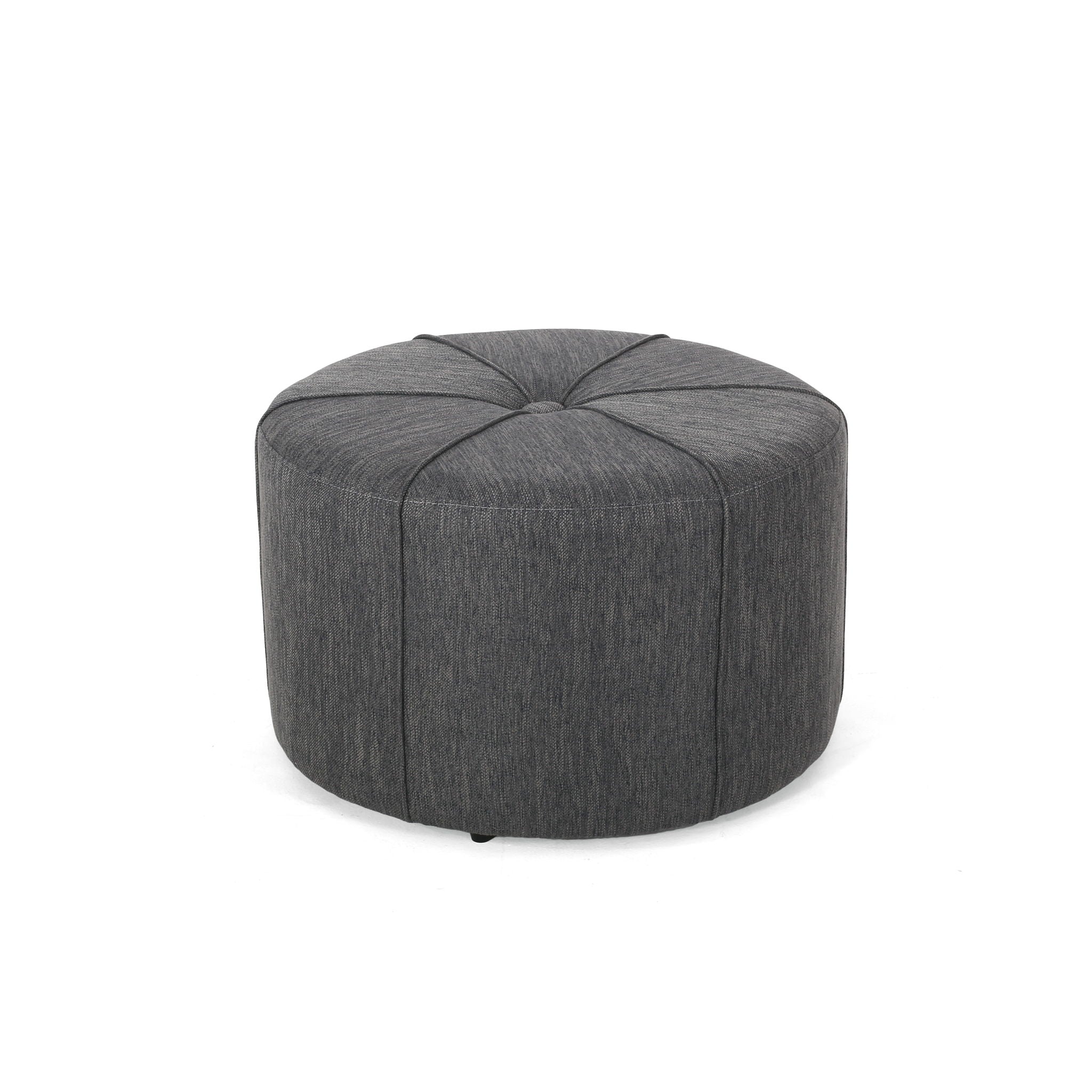 Contemporary Ottoman With Tonal Piping And Button Tuft Design