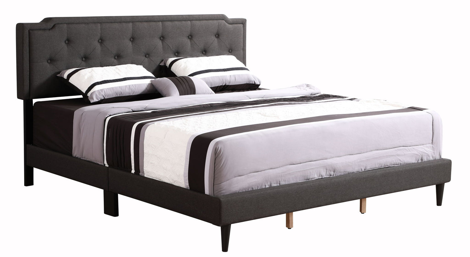 Deb - Queen Bed Button Tufted - Black