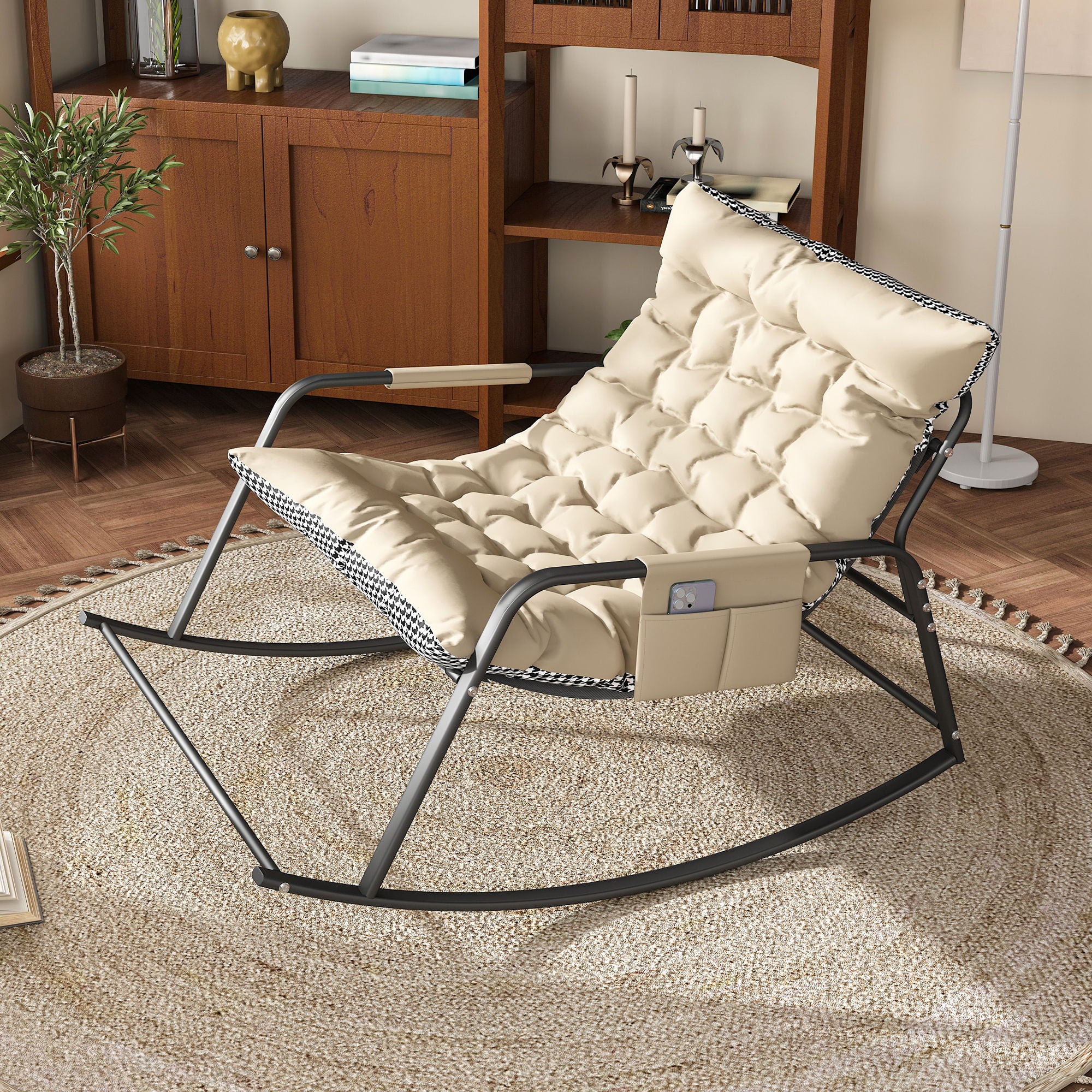 Rocking Chair With Storage, Cushions &amp; Armrests