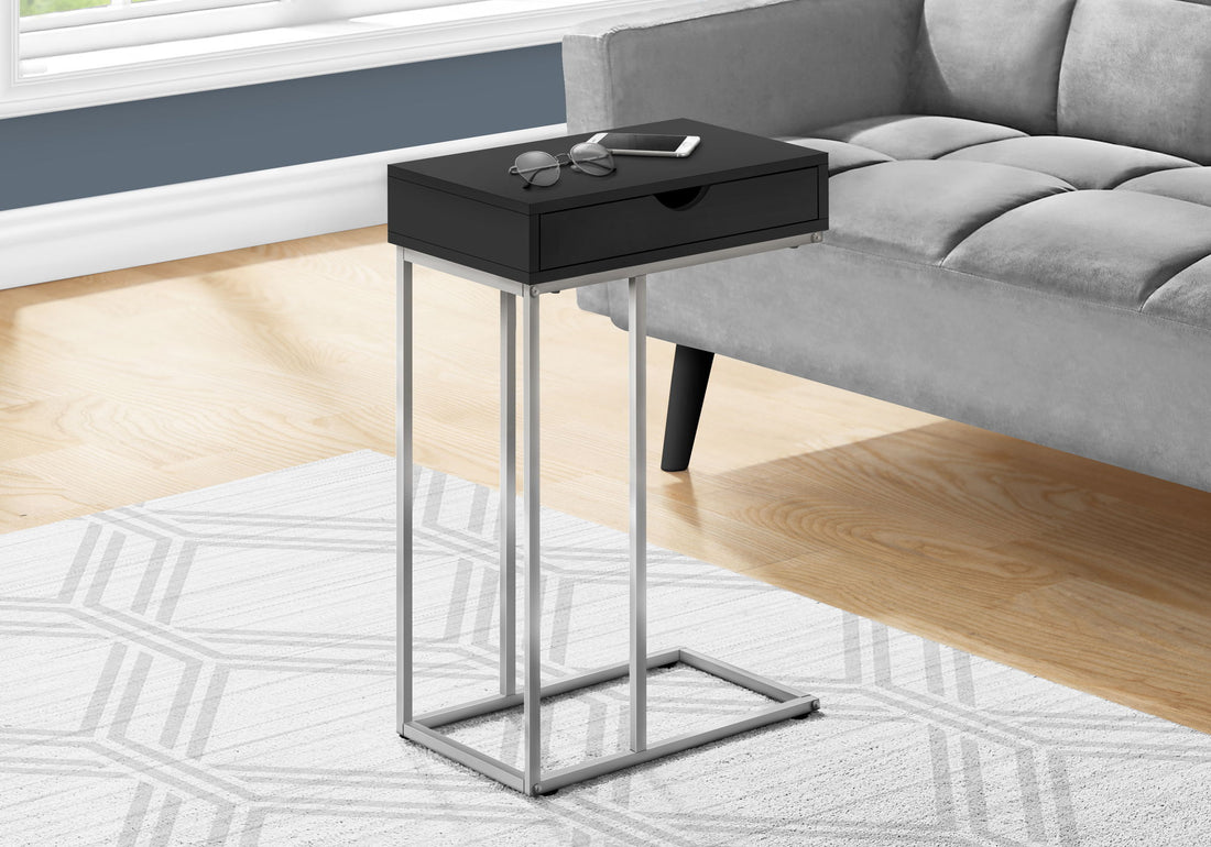 Accent Table, C - Shaped Contemporary &amp; Modern - Black