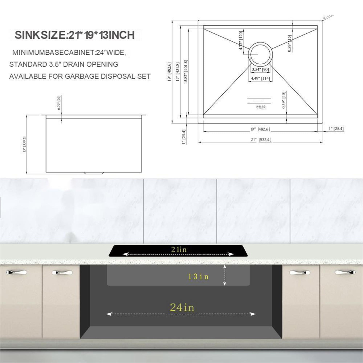 Laundry Workstation Undermount Utility Sink, Deep Single Bowl