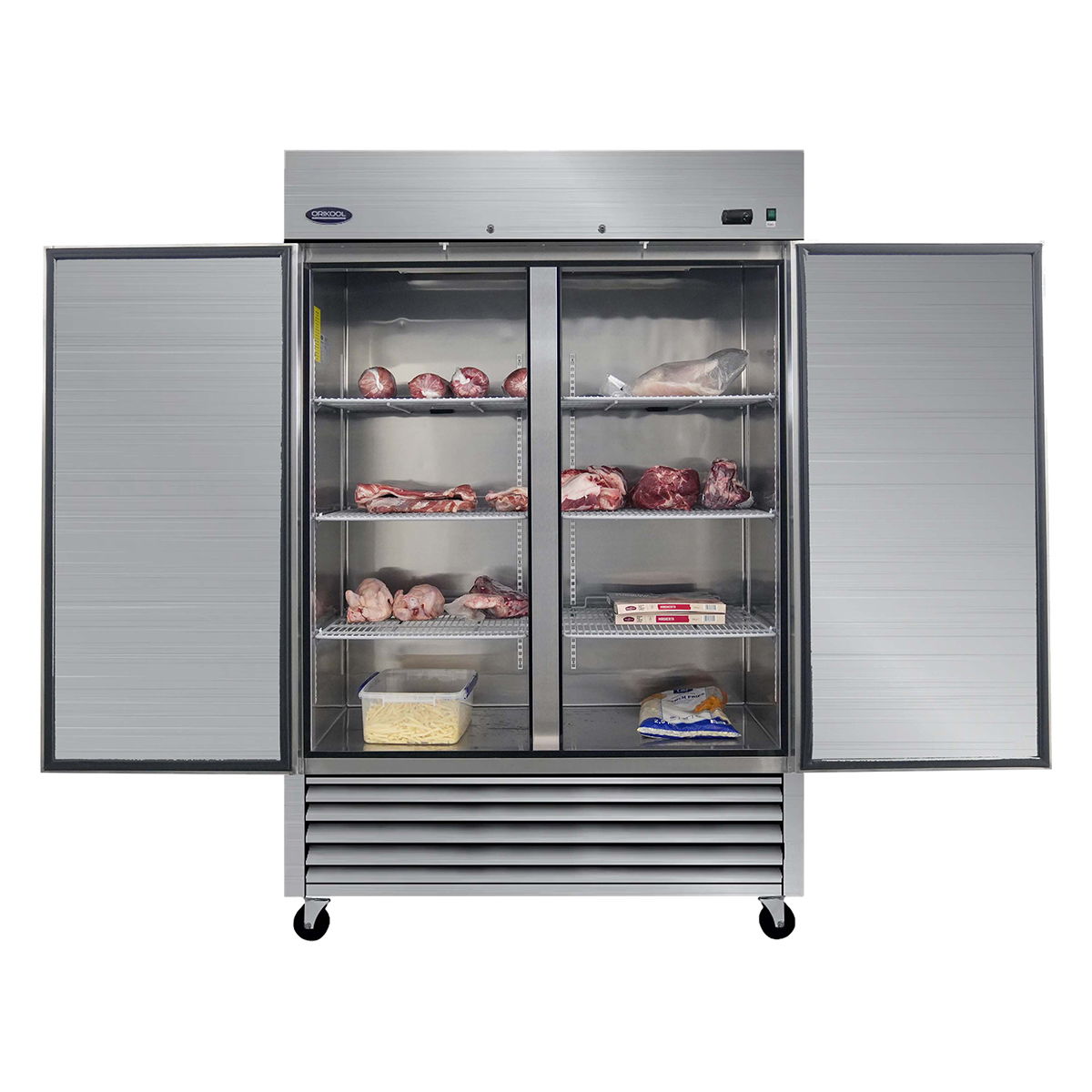 54&quot; Commercial Freezer 49 Cu.Ft With 2 Solid Door Reach-In Freezers Stainless Steel Etl Approved Upright Freeze Storage - Silver