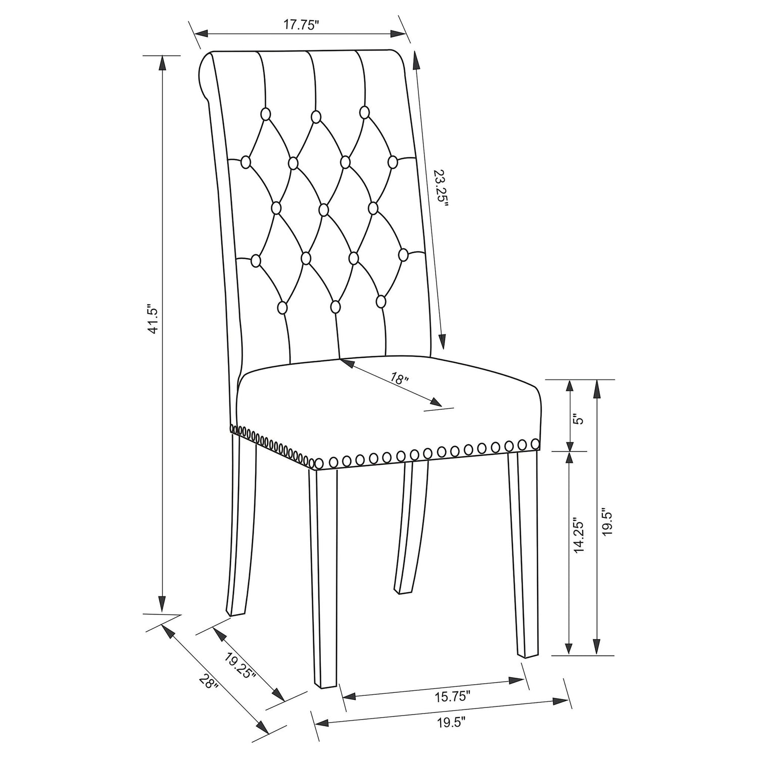 Tufted Rolled Backrest Side Chairs (Set of 2)