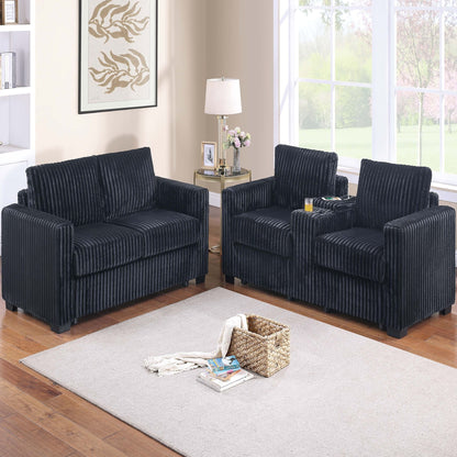 Modern Style 2 Piece Sofa Set With Cup Holders &amp; Charging Port