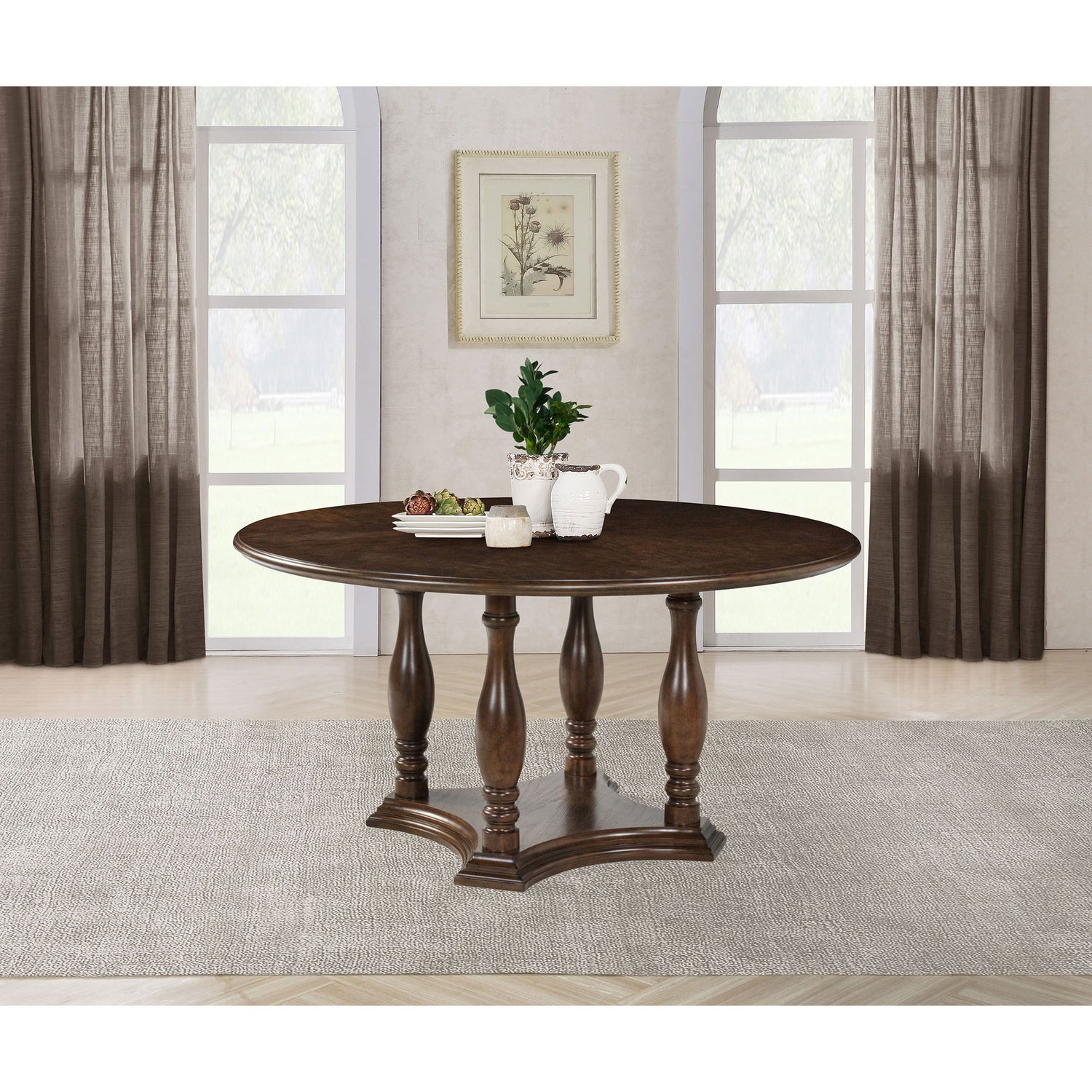Claire - Round Pedestal Dining Table - Brown