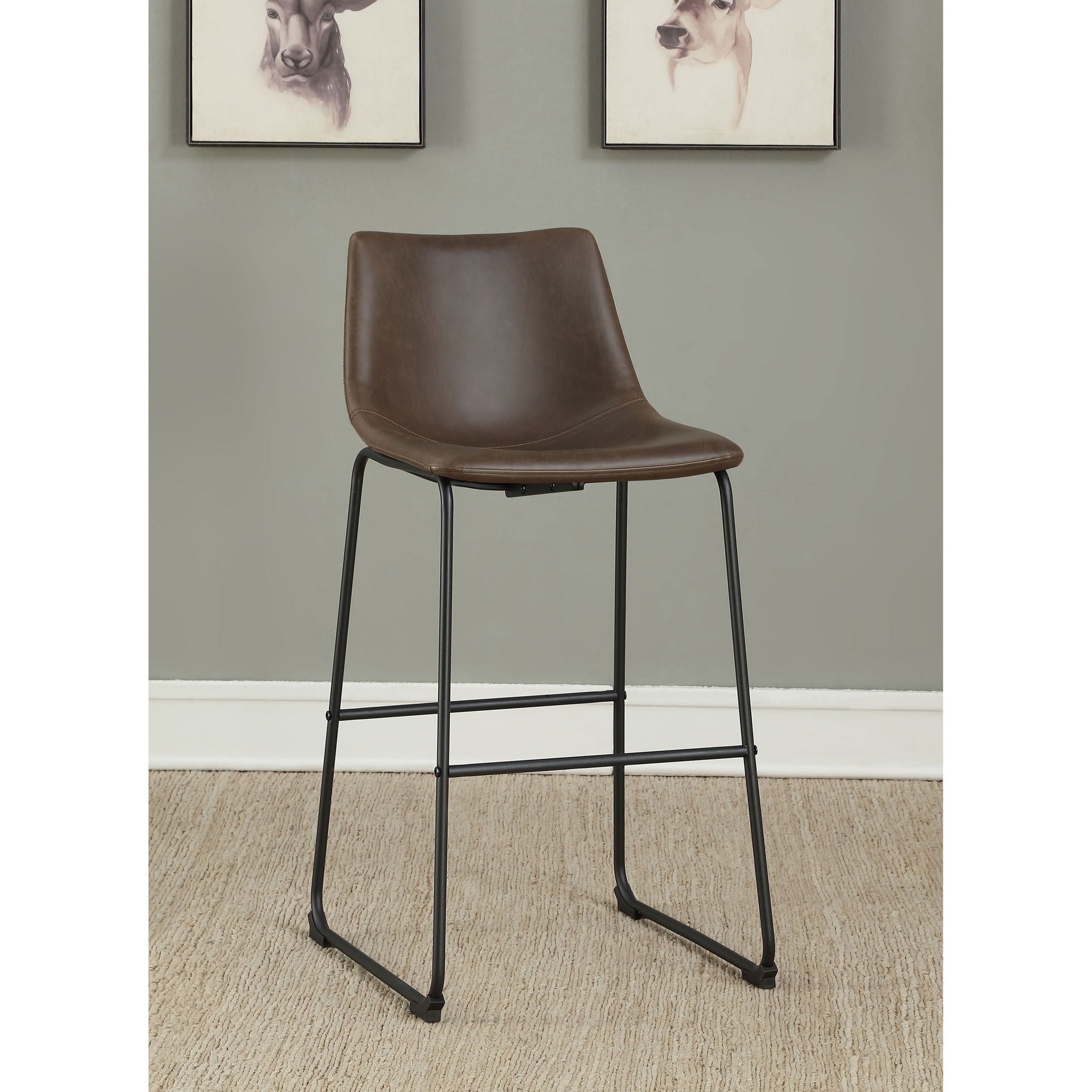 Armless Bar Stool (Set of 2) - Brown