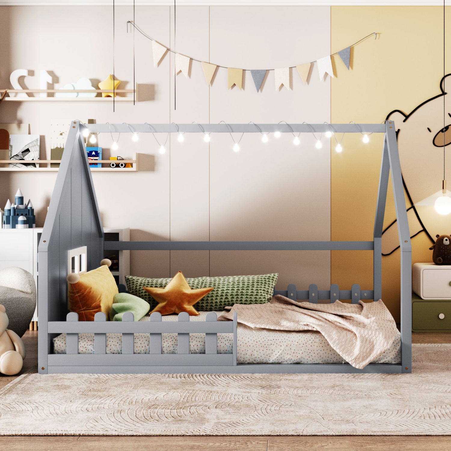 House Bed With Window And Fence