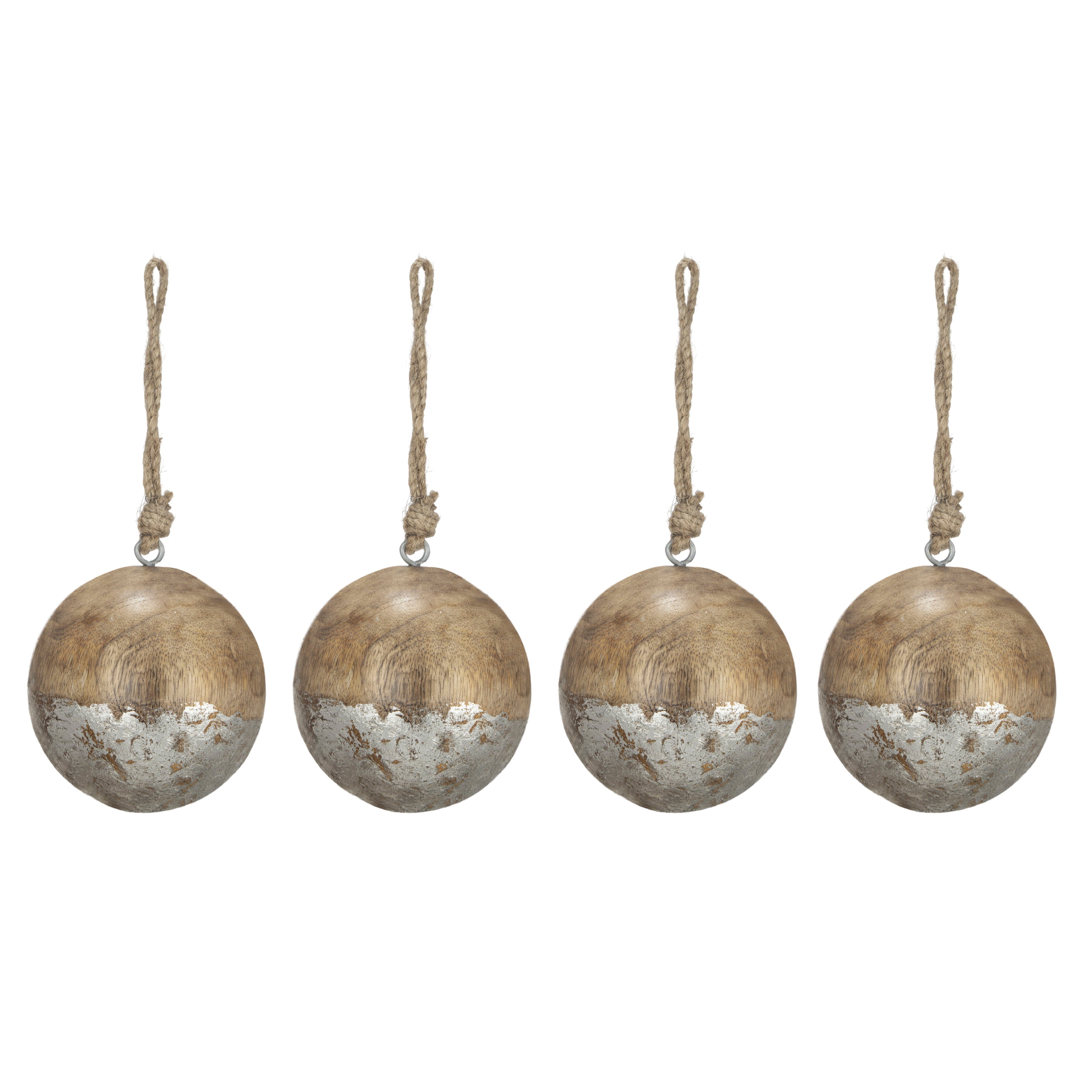 Christmas Ball Ornaments, Wood Decorative Hanging Ball Christmas Tree Ornaments For Holiday Party Decorations