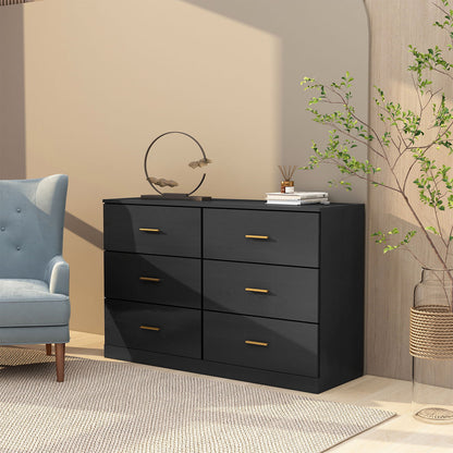 Modern 6 Drawer Dresser For Bedroom, Ample Storage Wide Chest Of Drawers, Sturdy &amp; Safe