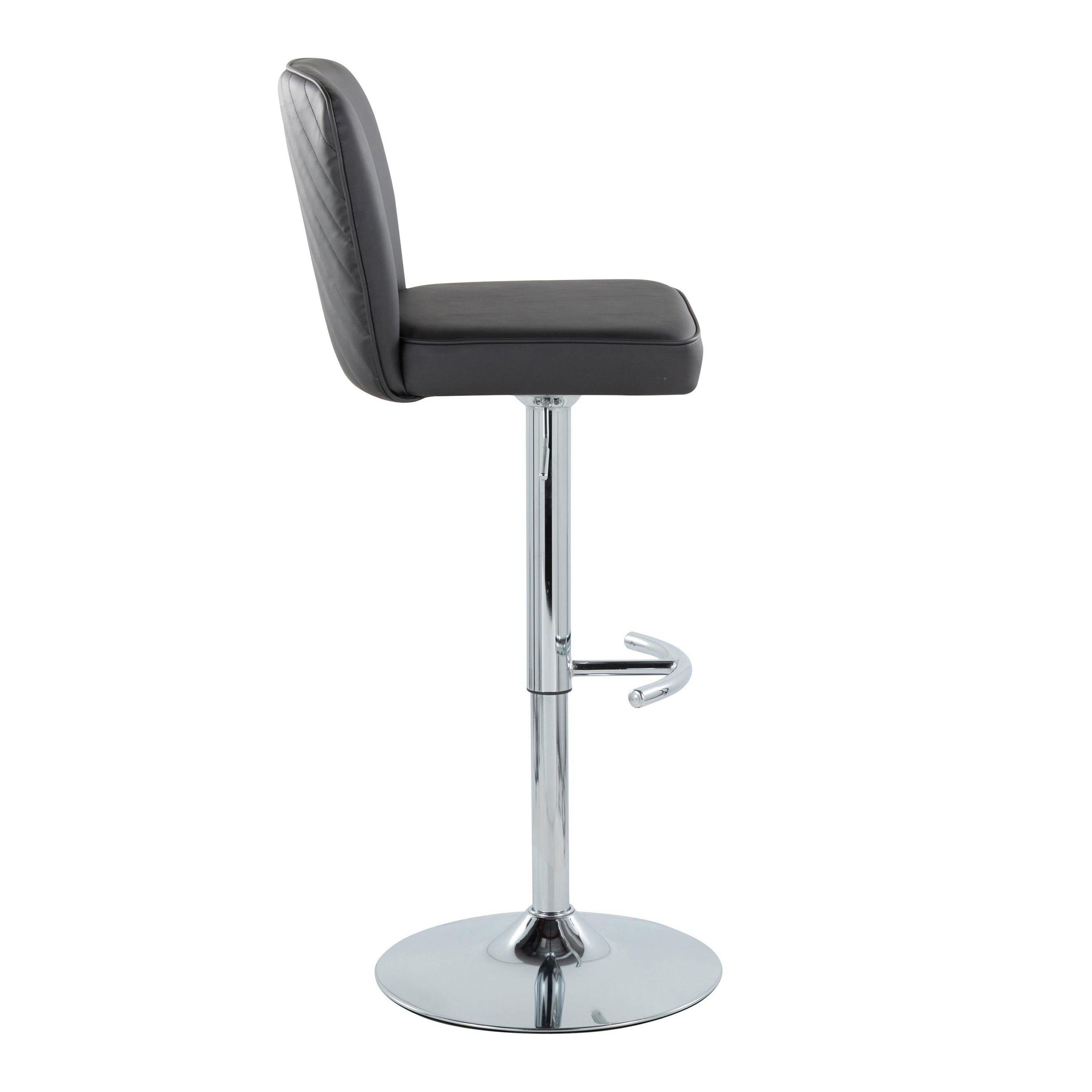 Henry - Contemporary Adjustable Barstool With Swivel &amp; Rounded T Footrest (Set of 2)