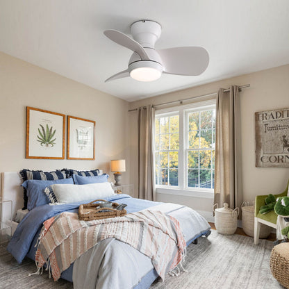 23&quot; Bedroom Ceiling Fan With 3 Color Dimmable 3 ABS Blades Remote Control Dc Motor Black With 18W Led Light