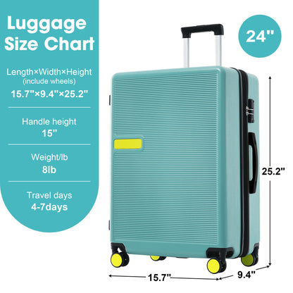 Contrast Color Hardshell Luggage 24&quot; Expandable Spinner Suitcase With Tsa Lock Lightweight