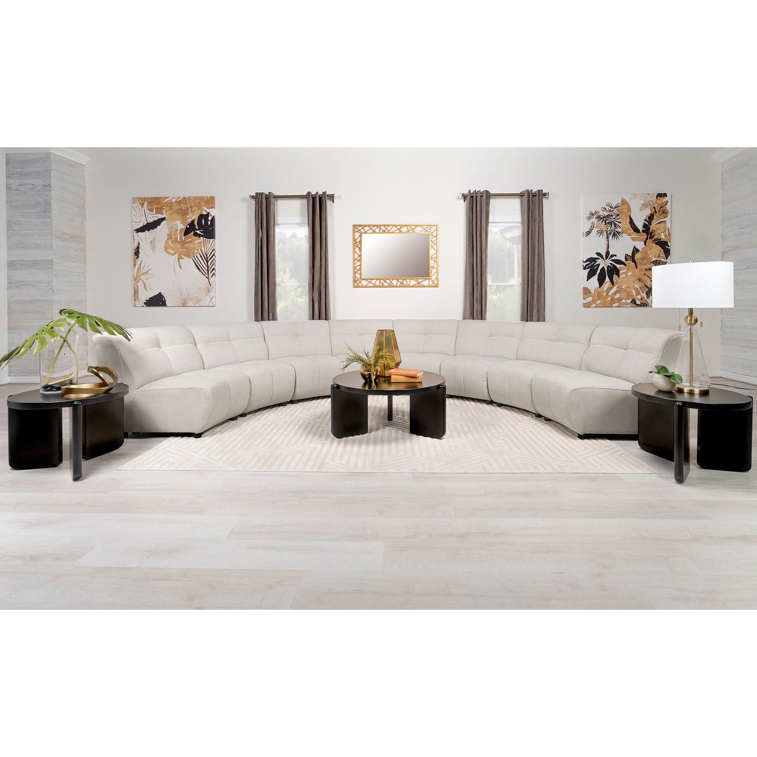 Sycamore - 8 Piece Upholstered Sectional Sofa With Curved Design - Ivory
