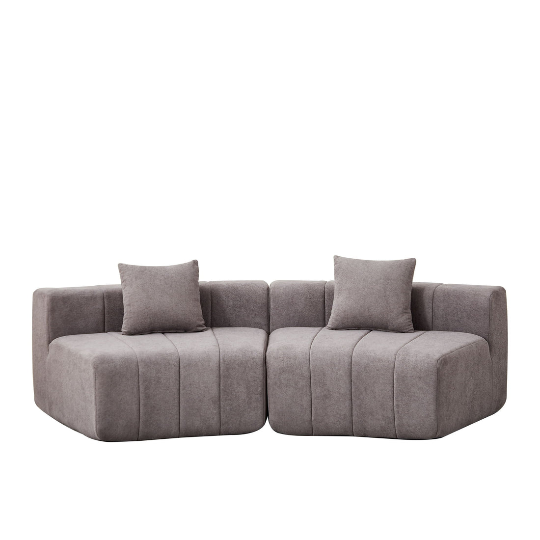 Curved Sectional Sofa With 2 Pillows For Living Room - Gray