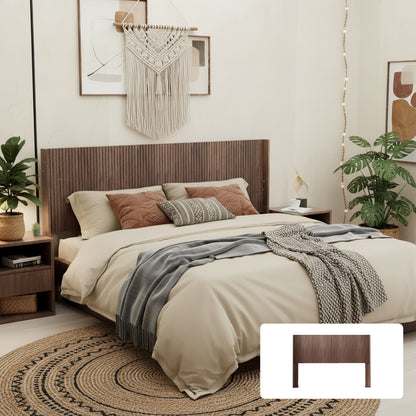 Queen Headboard Only, Fluted Panel Design - Walnut