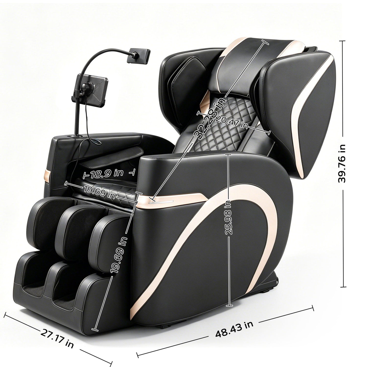 Zero Gravity Massage Chair Recliner &amp; 10 Massage Heads And Full Body Air Pressure - Black