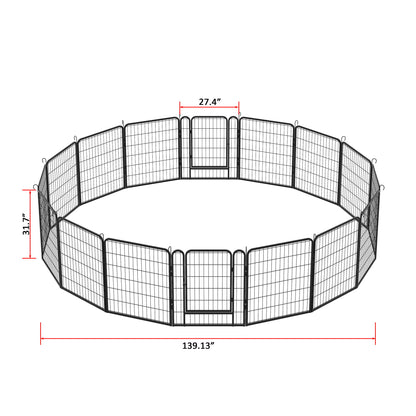 108.27&quot; 16 Panels Heavy Duty Metal Playpen With Door, Dog Fence Pet Exercise Pen For Outdoor - Black