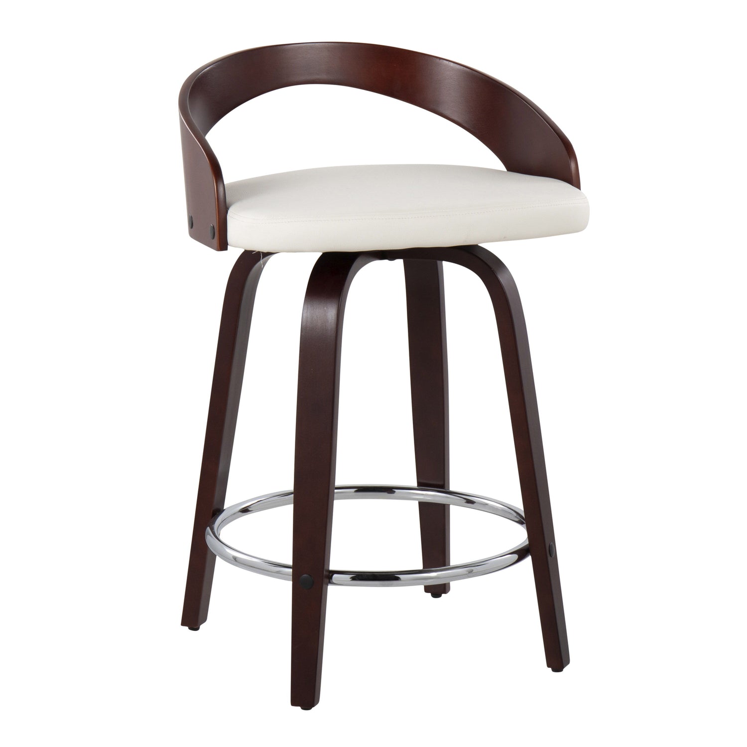 Grotto - Contemporary Fixed Height Counter Stool &amp; Swivel With Round Footrest (Set of 2)