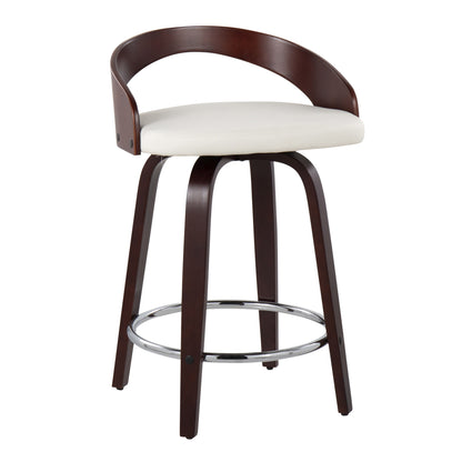 Grotto - Contemporary Fixed Height Counter Stool &amp; Swivel With Round Footrest (Set of 2)
