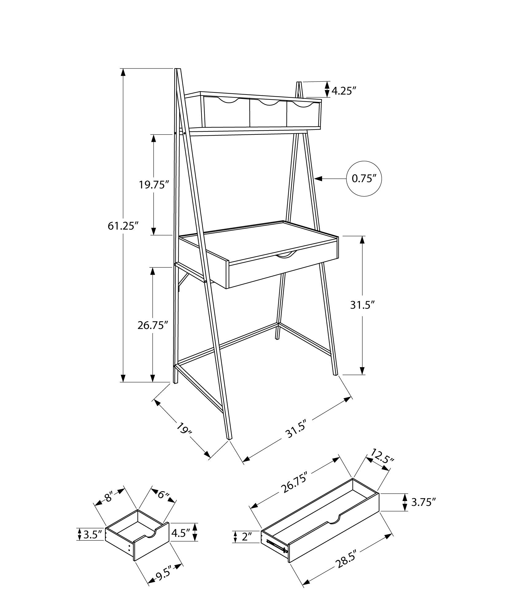 Computer Desk For Home Office, Laptop, Leaning, Storage Drawers, Contemporary &amp; Modern