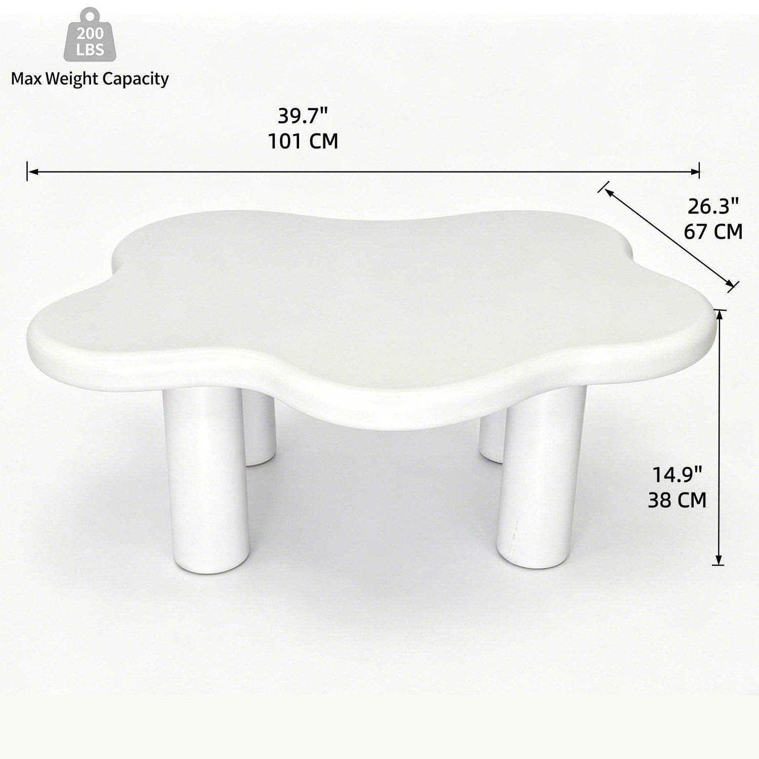 Cloud Shaped Coffee Table With 4 Round Legs