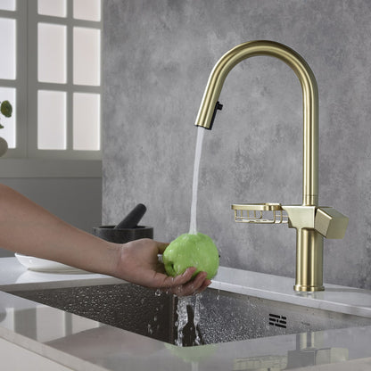 Cincosky - High Arc Pull Down Kitchen Faucet, Single Hole