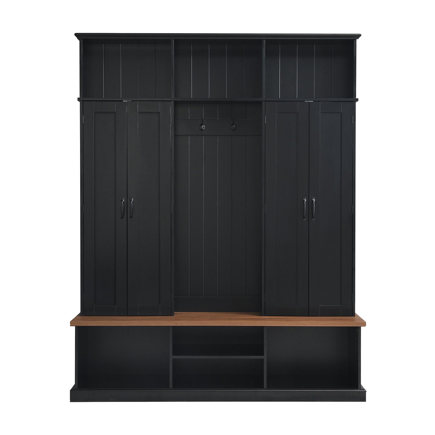 Entryway Hall Tree With Bench, 3 Top Cubbies &amp; Bottom Storage Space
