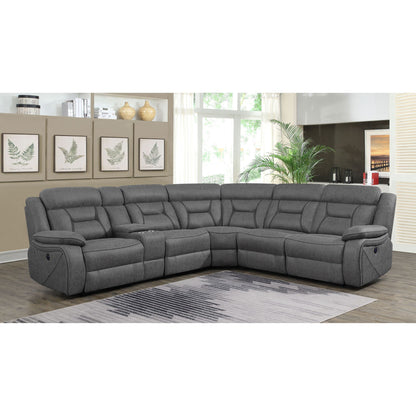 Barton - Upholstered Power Reclining Sectional Sofa - Gray