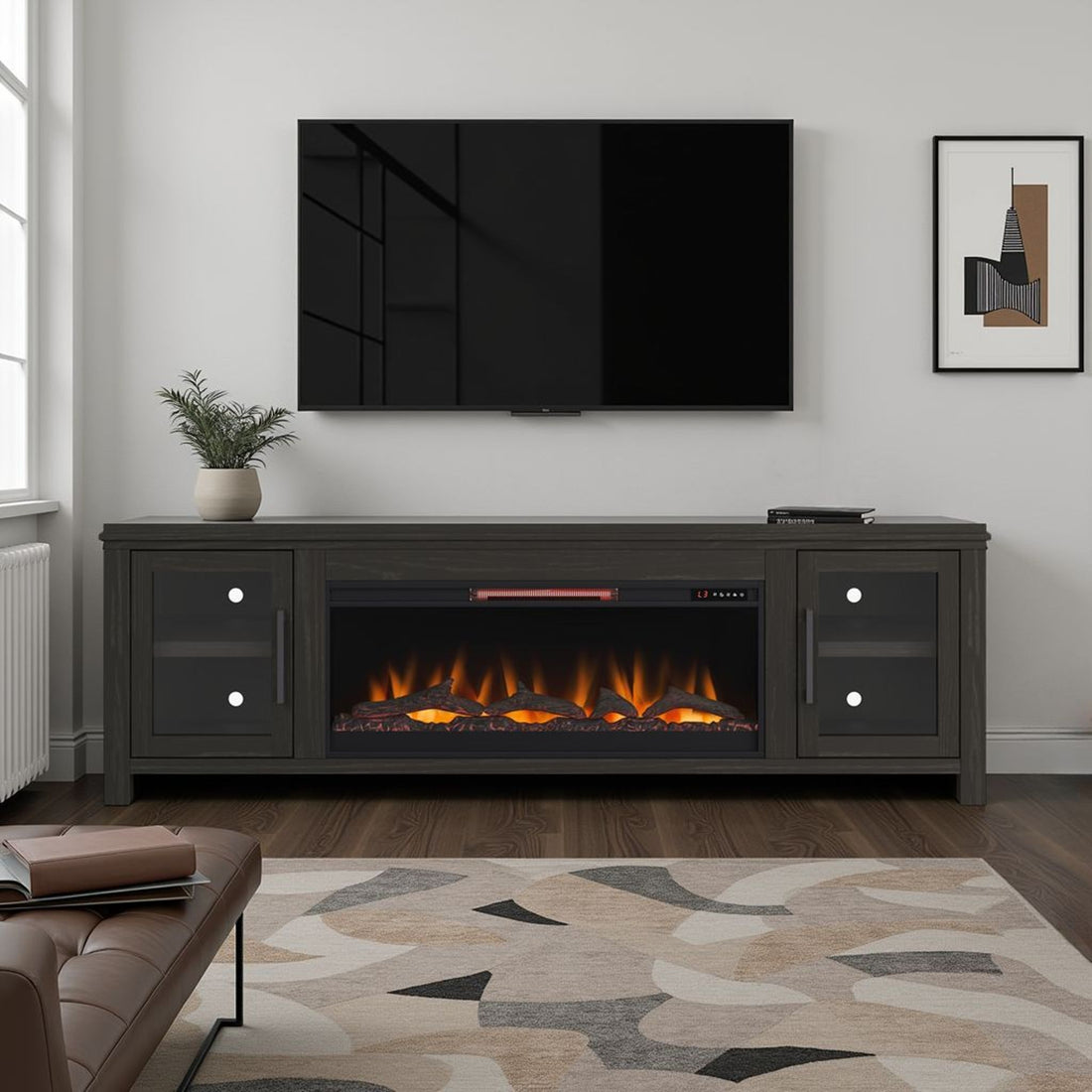 Tybee - Electric Fireplace TV Console For TVs Up To 95&quot; - Clove