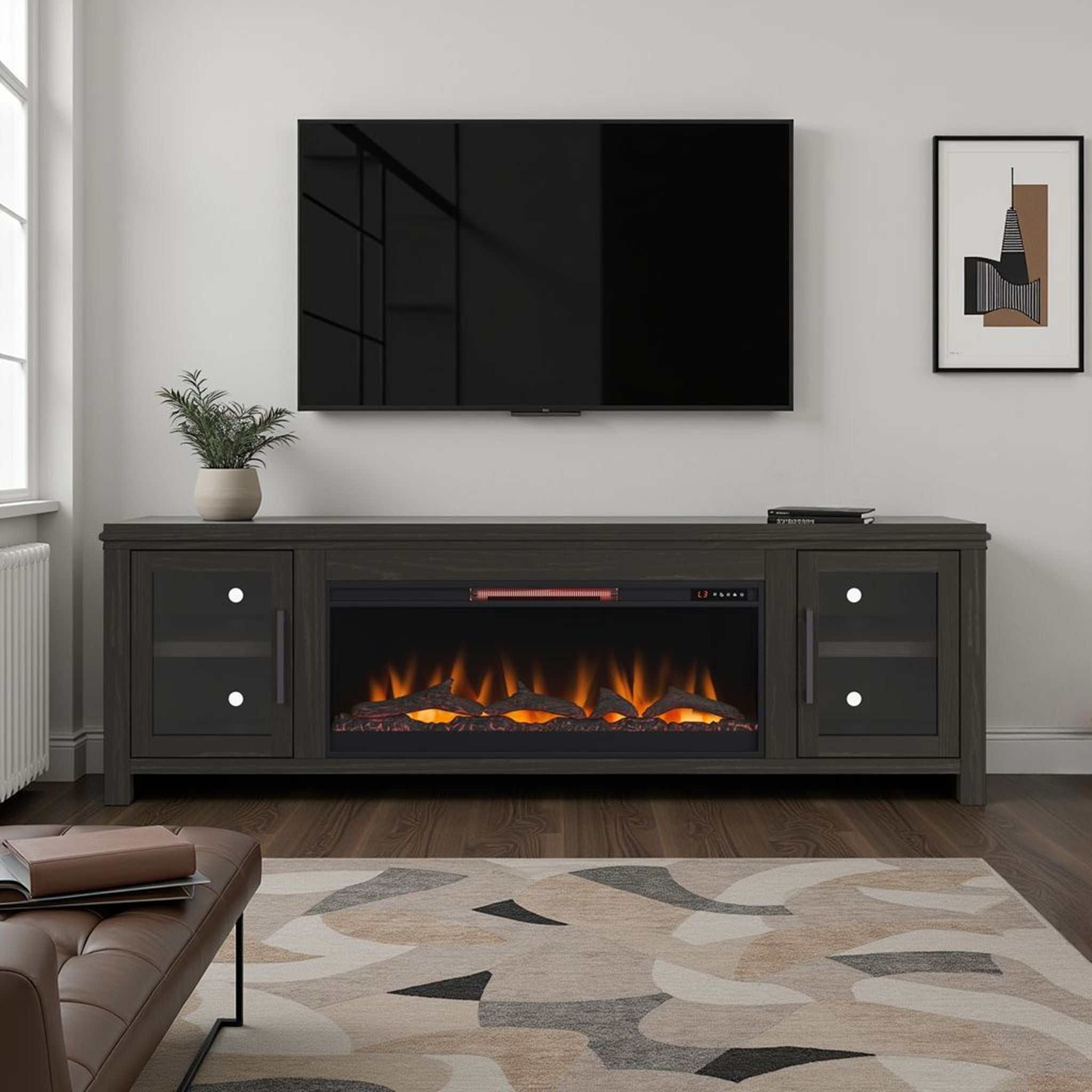 Tybee - Electric Fireplace TV Console For TVs Up To 95&quot; - Clove