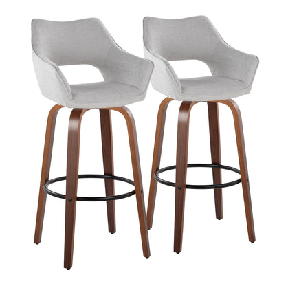 Mustang - Contemporary Fixed Height Barstool With Swivel &amp; Round Footrest (Set of 2)