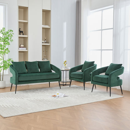 3 Piece Living Room Set, Loveseat &amp; 2 Accent Chairs