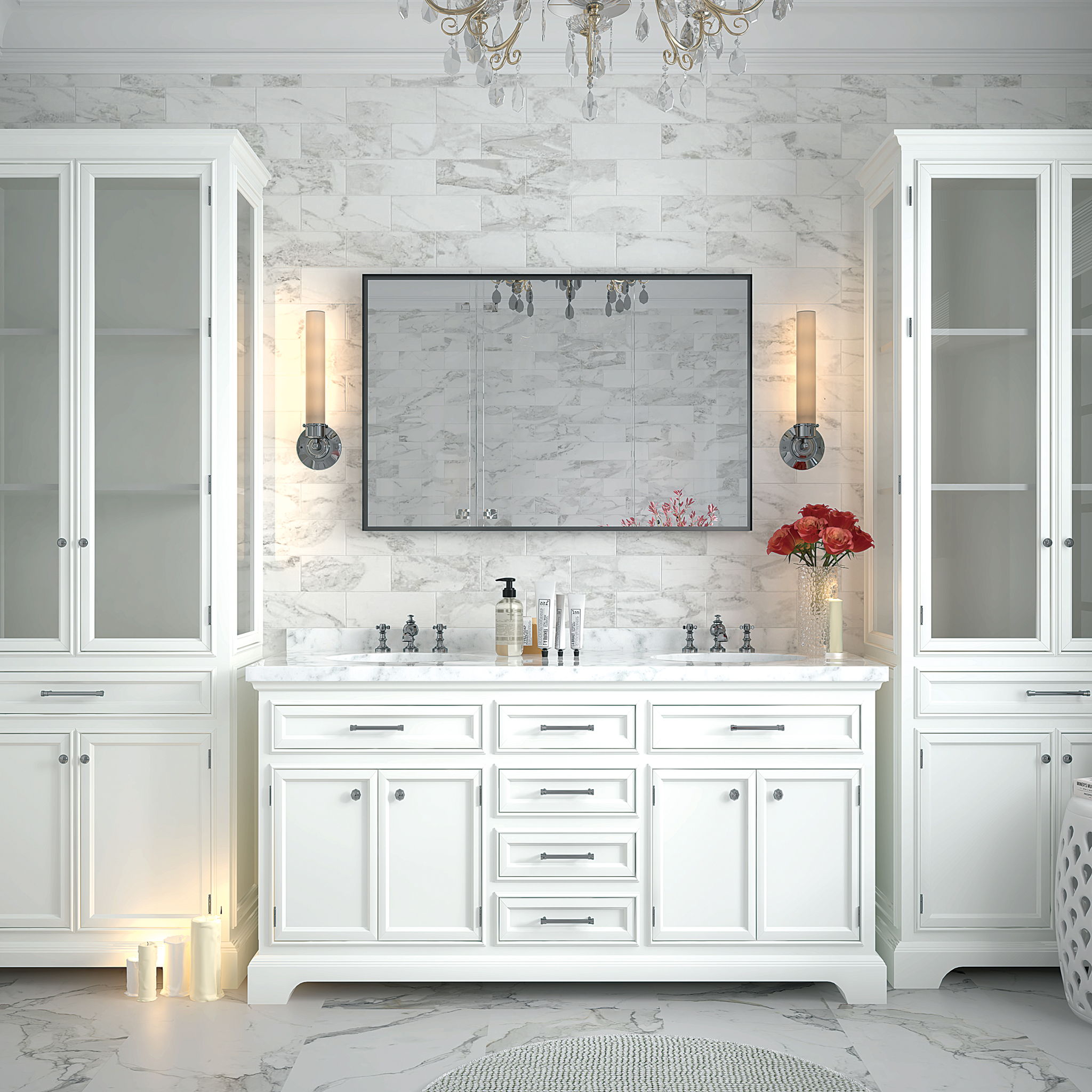 Rectangular Bathroom Mirror Square Angle Metal Frame Wall Mounted Hanging Plates Wall Mount Mirror For Bathroom (Horizontal &amp; Vertical)