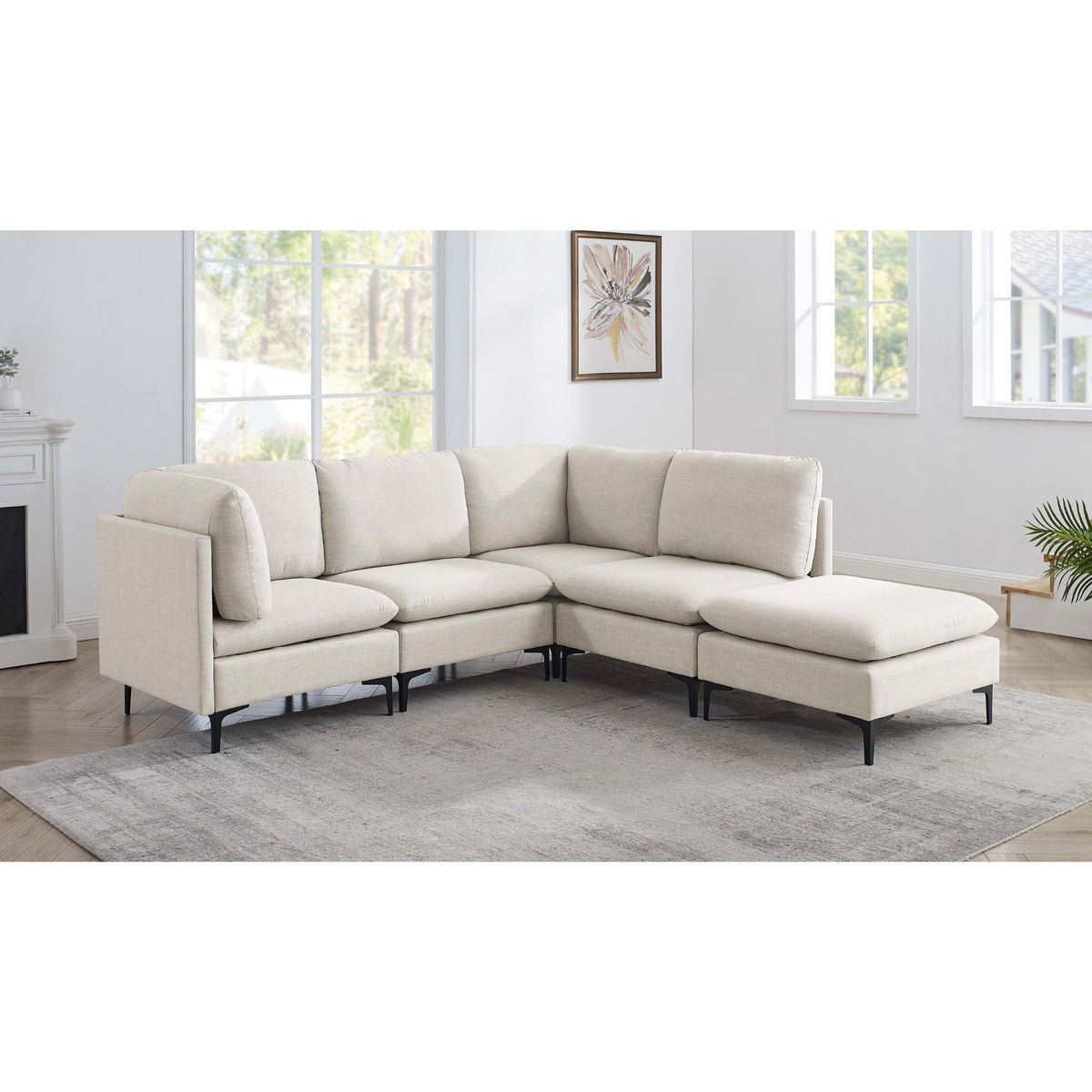 Upholstered Modular Sectional &amp; Tall Legs