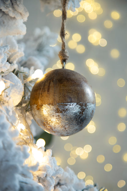 Christmas Ball Ornaments, Wood Decorative Hanging Ball Christmas Tree Ornaments For Holiday Party Decorations