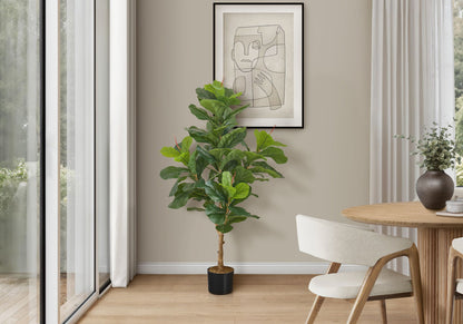 47&quot; Tall, Artificial Plant, Fiddle Tree, Indoor, Faux, Fake, Floor, Greenery, Potted, Real Touch, Decorative - Green / Black