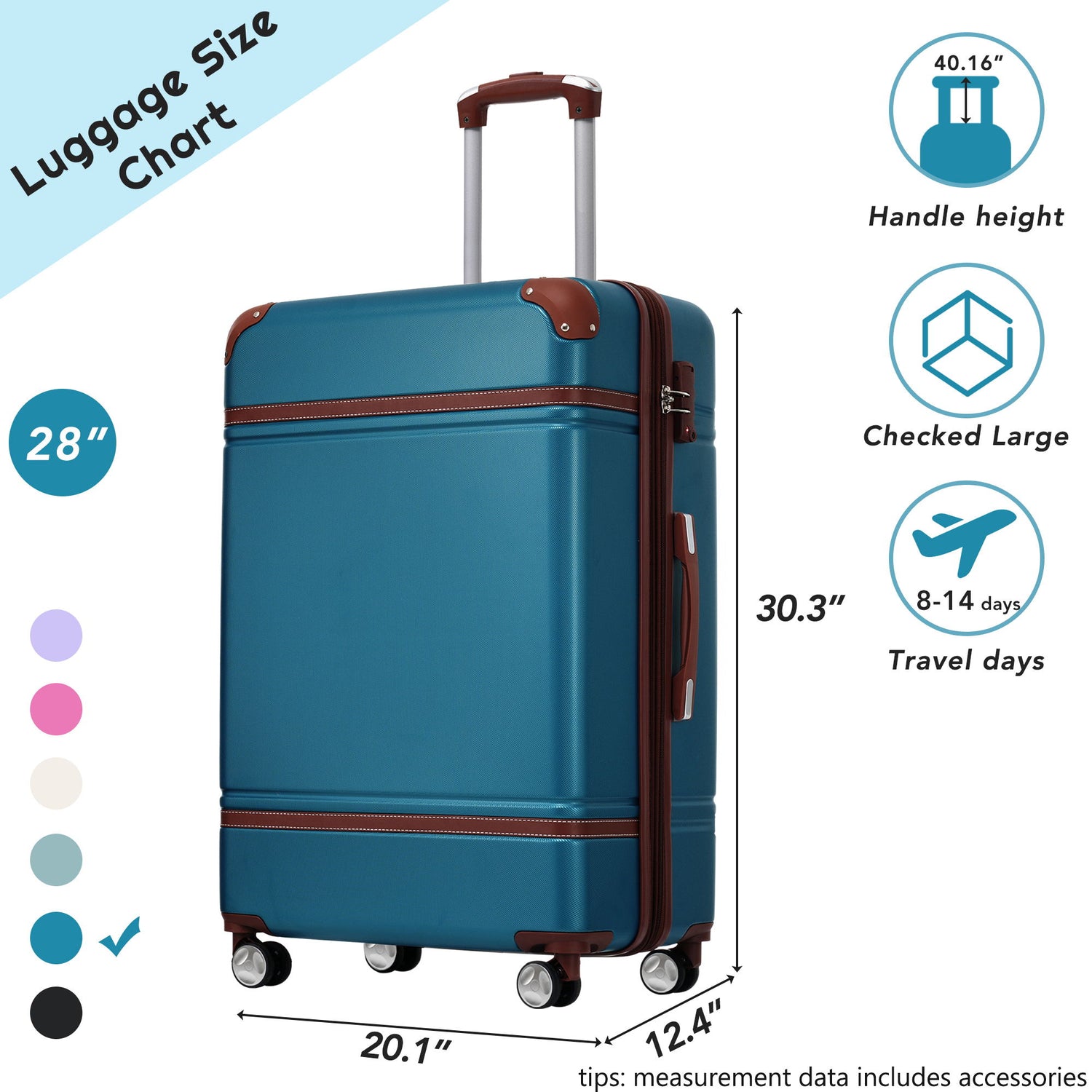 Hardshell Luggage With Tsa Lock, 28&quot; Expandable Lightweight Suitcase With Spinner Wheels, Single Vintage Luggage