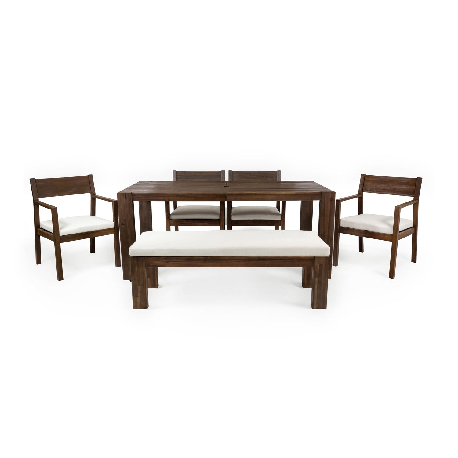 Outdoor Dining Set Rectangular Table With Umbrella Hole