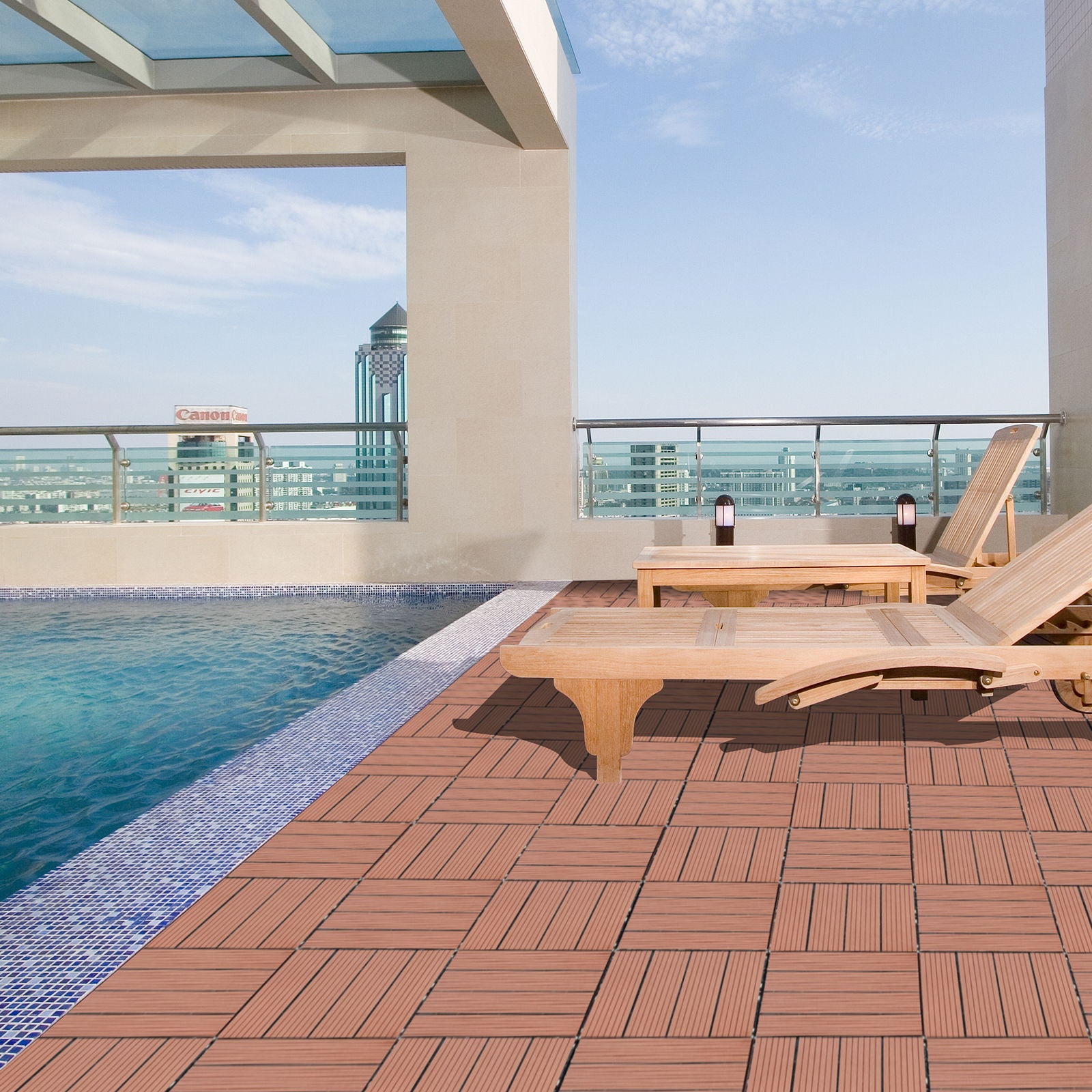 Wood Plastic Composite Deck Tiles, Sustainable Composite Decking Resist Rust, Water, Weather, Easy To Diy &amp; Maintain