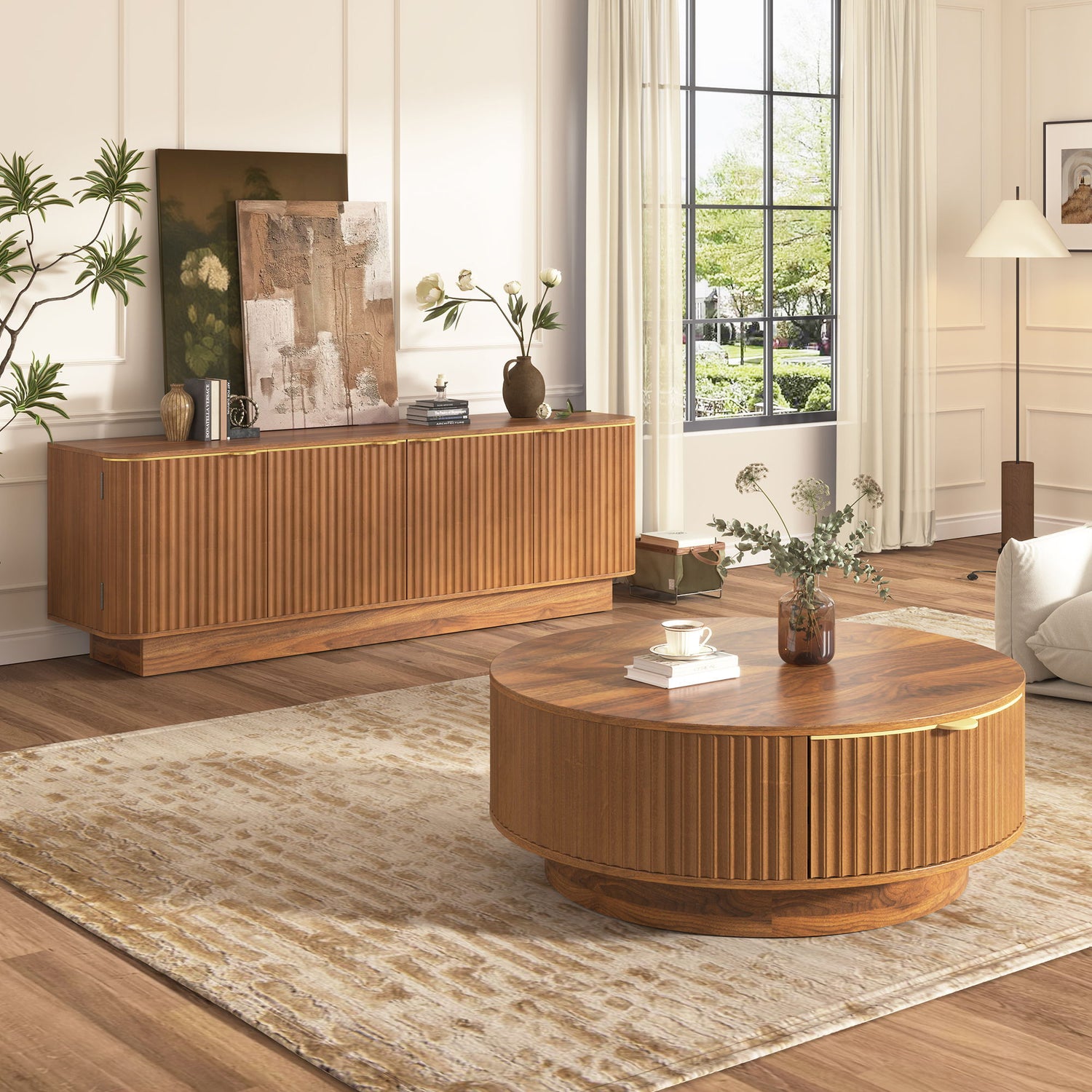Farmhouse Matching Coffee Table &amp; TV Console Set