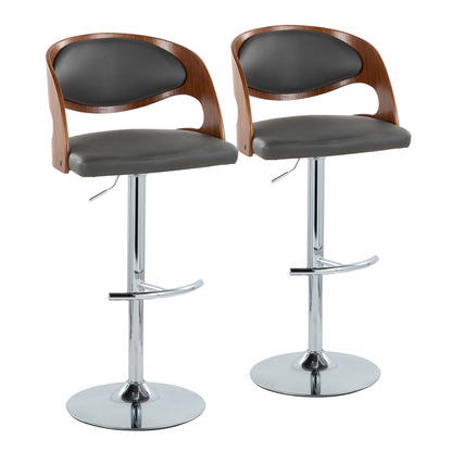 Pino - Mid Century Modern Adjustable Barstool &amp; Swivel With Rounded T Footrest (Set of 2)