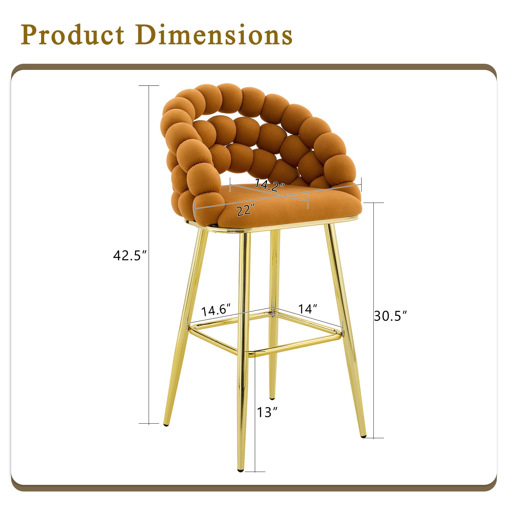 Bubble, Ball Chain Tufted Bar Chairs For Kitchen Island &amp; Home Bar (Set of 2)
