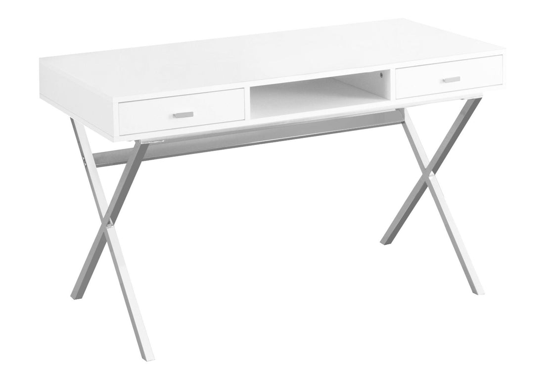 Computer Desk For Home Office, Laptop, Storage Drawers, Glossy Contemporary &amp; Modern